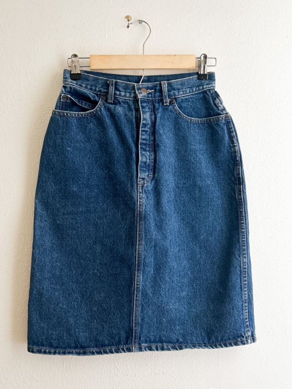 Vintage Calvin Klein Denim Skirt Made in USA High Waist 90s Minimalist CK Jeans
